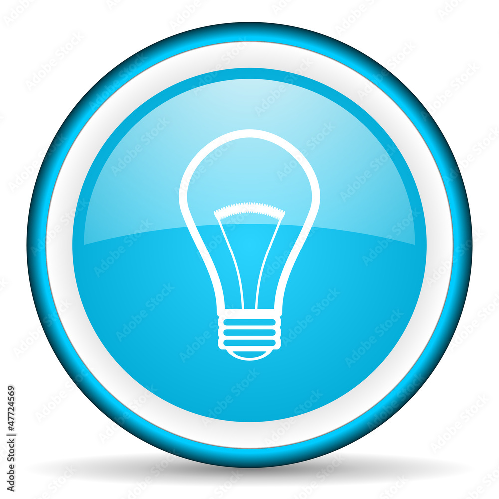 light bulb blue glossy icon on white background light bulb blue glossy icon on white background