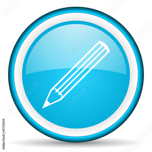 Free Download pencil blue glossy icon on white background - GFXLoad