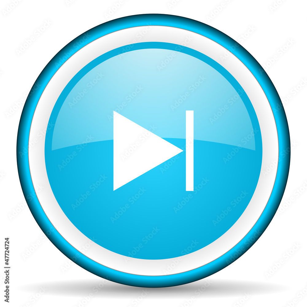 next blue glossy icon on white background next blue glossy icon on white background