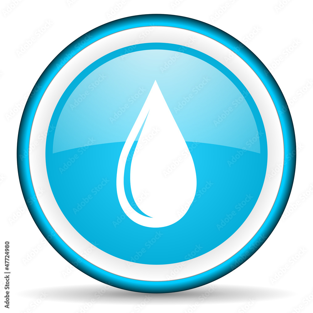 water drop blue glossy icon on white background water drop blue glossy icon on white background