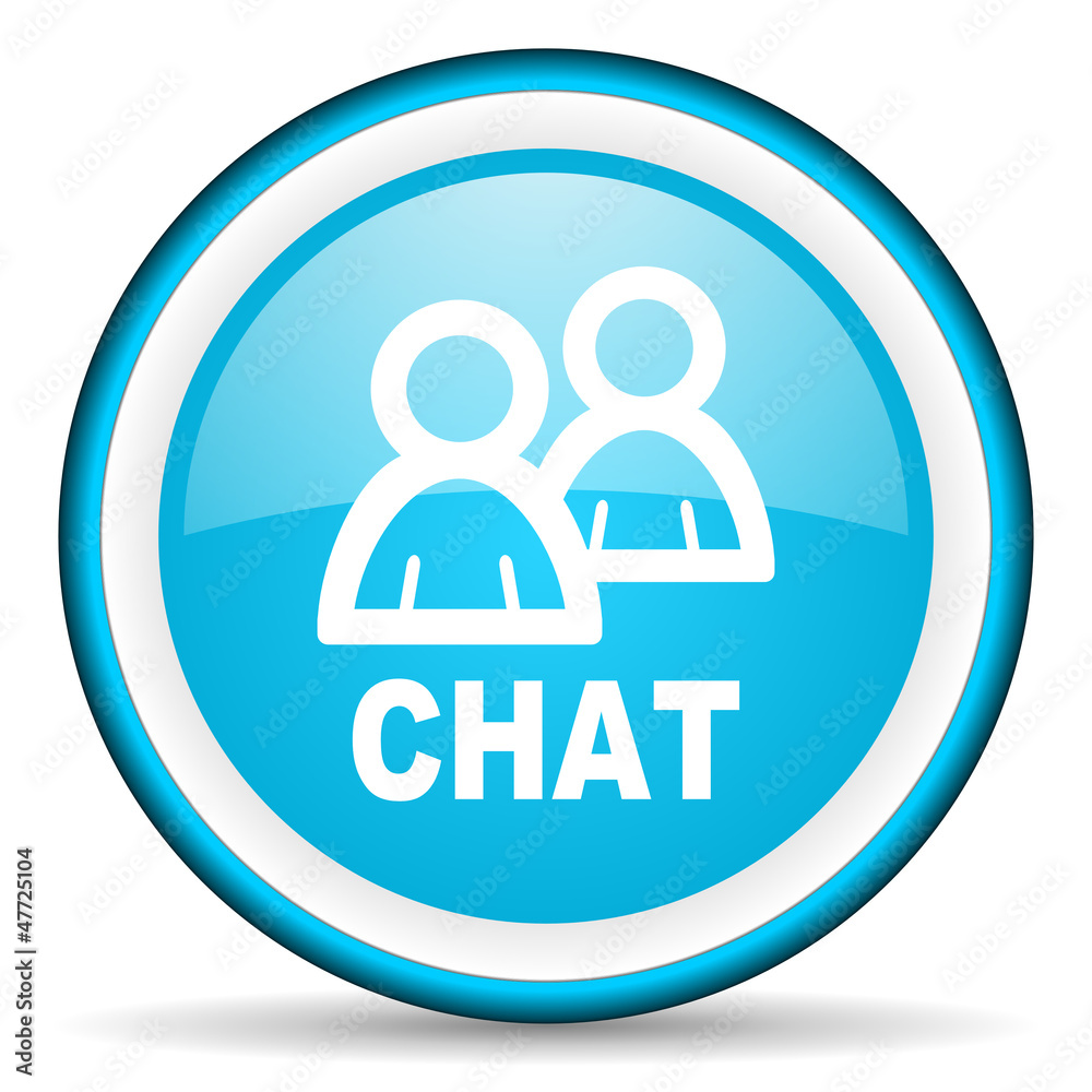 chat blue glossy icon on white background chat blue glossy icon on white background