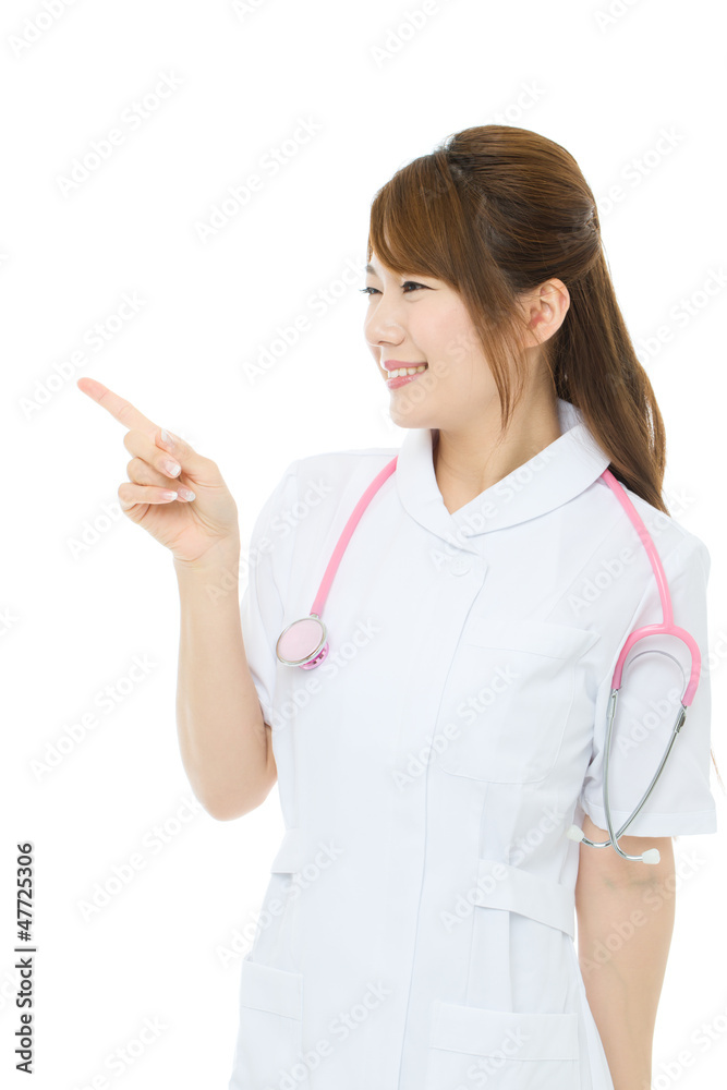 Beautiful asian nurse on white background Beautiful asian nurse on white background