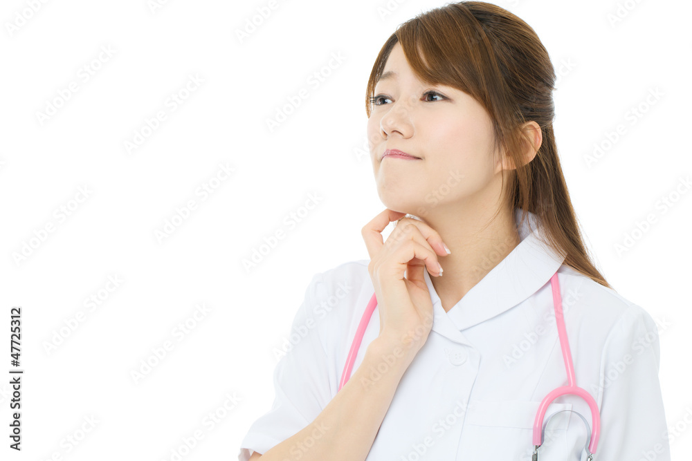 Beautiful asian nurse on white background Beautiful asian nurse on white background