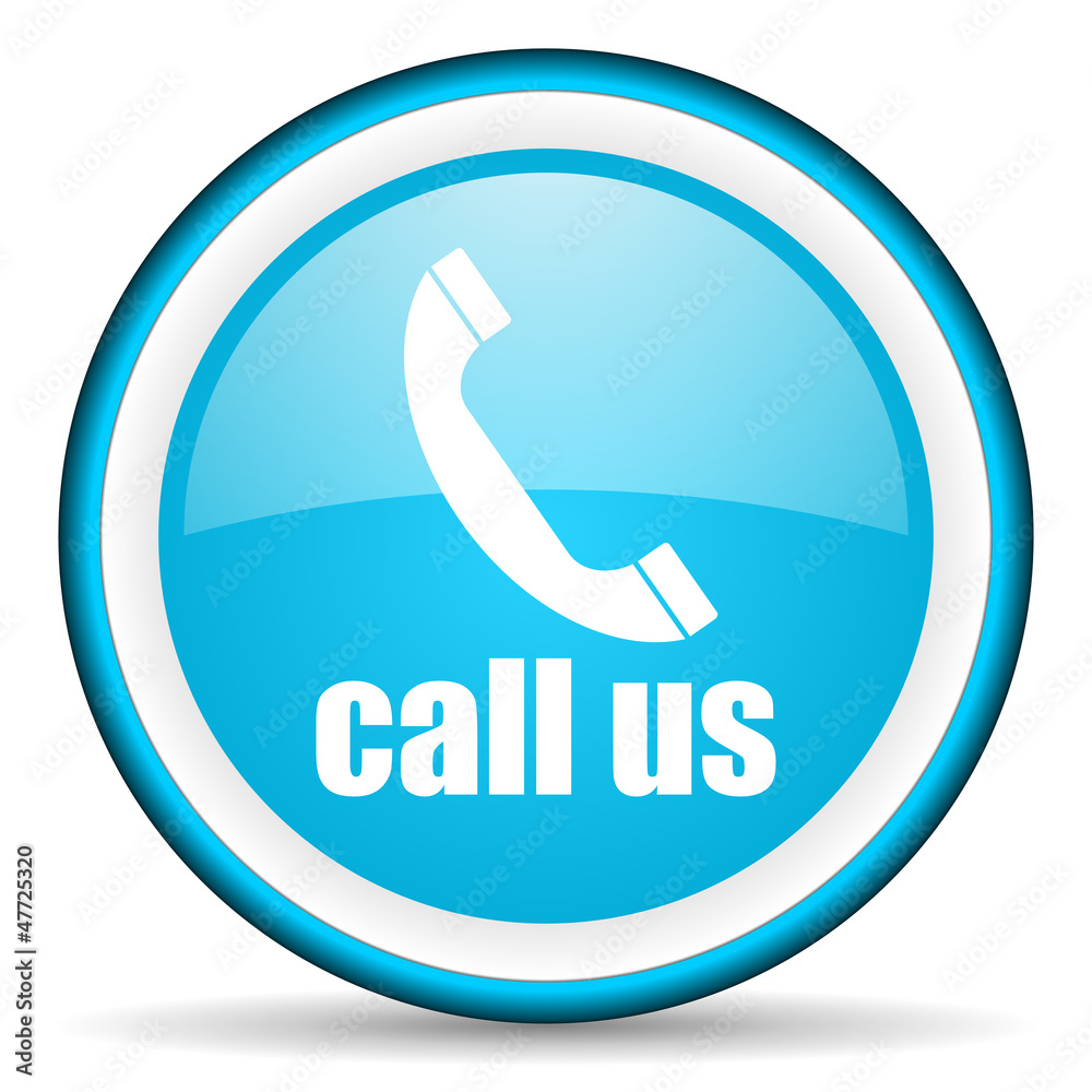 call us blue glossy icon on white background call us blue glossy icon on white background