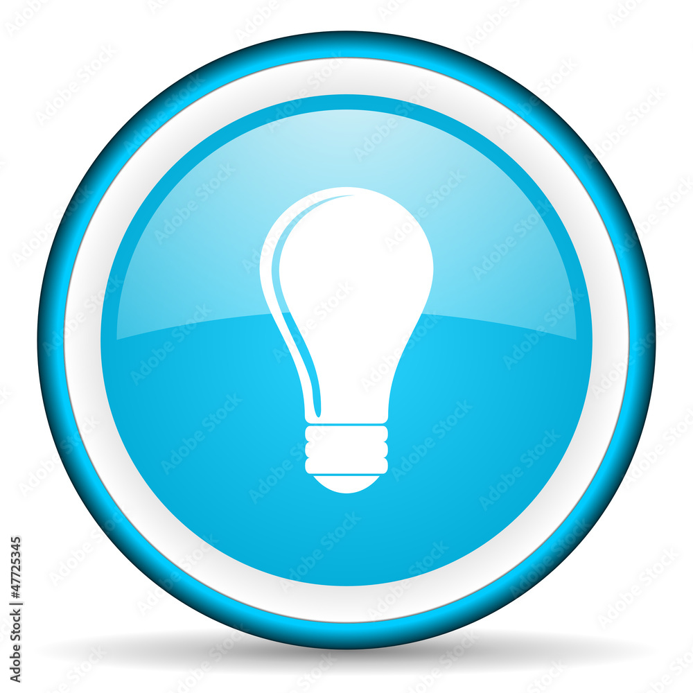 light bulb blue glossy icon on white background light bulb blue glossy icon on white background