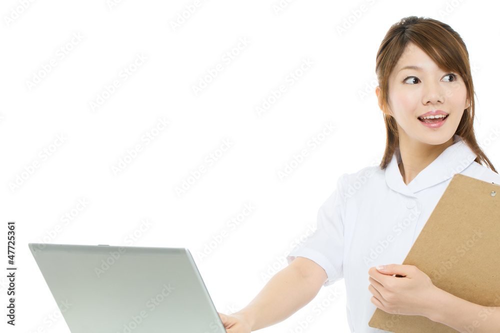 Beautiful asian nurse on white background Beautiful asian nurse on white background