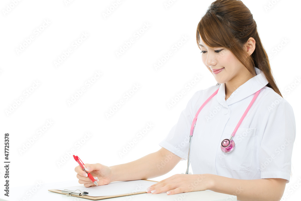 Beautiful asian nurse on white background Beautiful asian nurse on white background