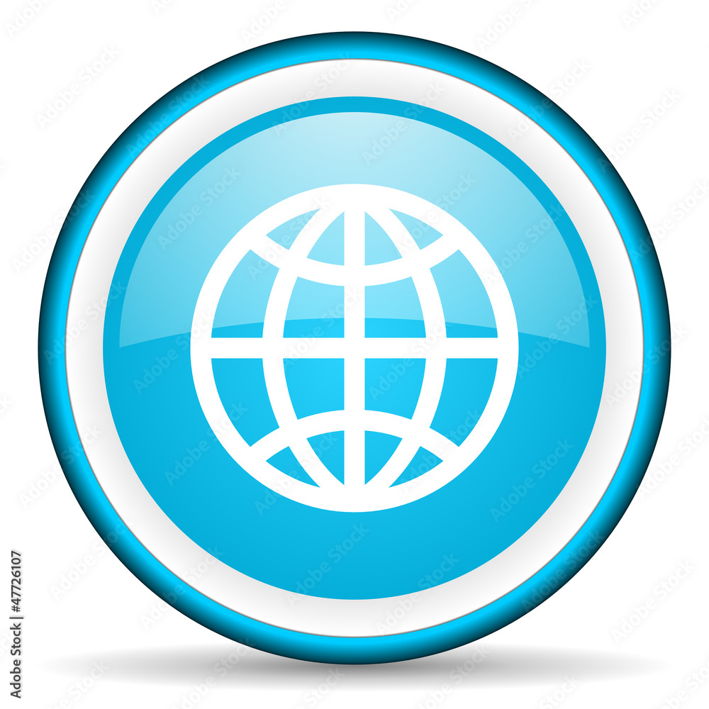 earth blue glossy icon on white background earth blue glossy icon on white background