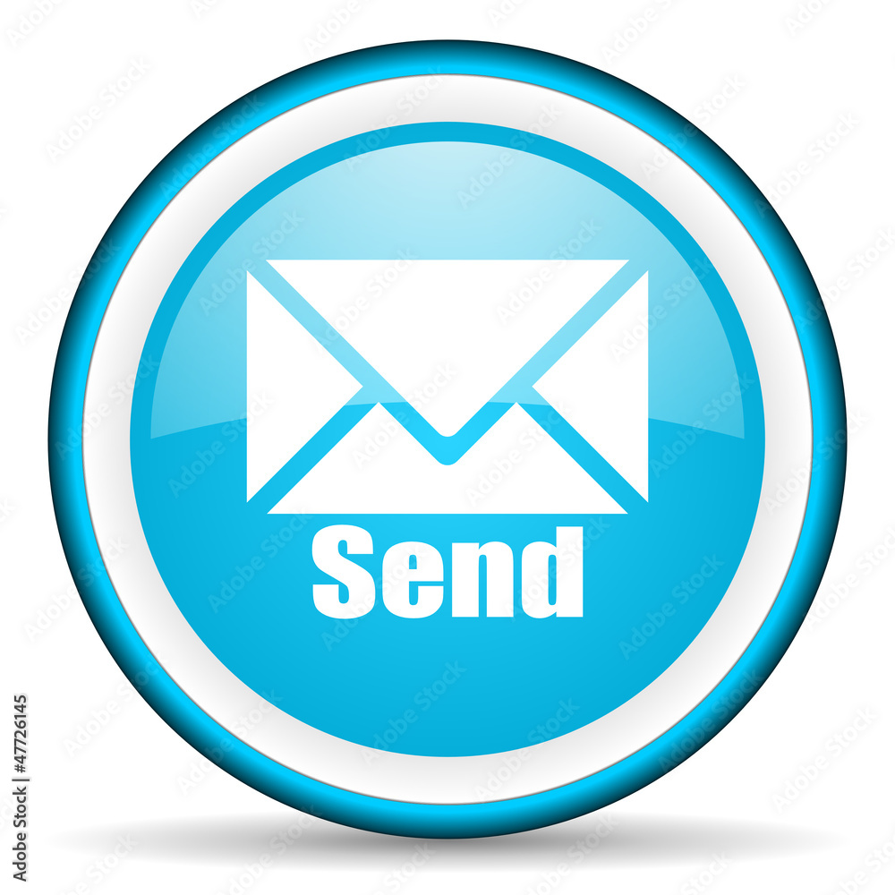 send blue glossy icon on white background send blue glossy icon on white background