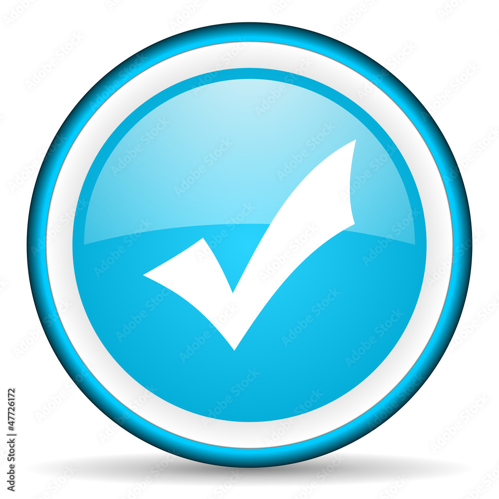 accept blue glossy icon on white background accept blue glossy icon on white background