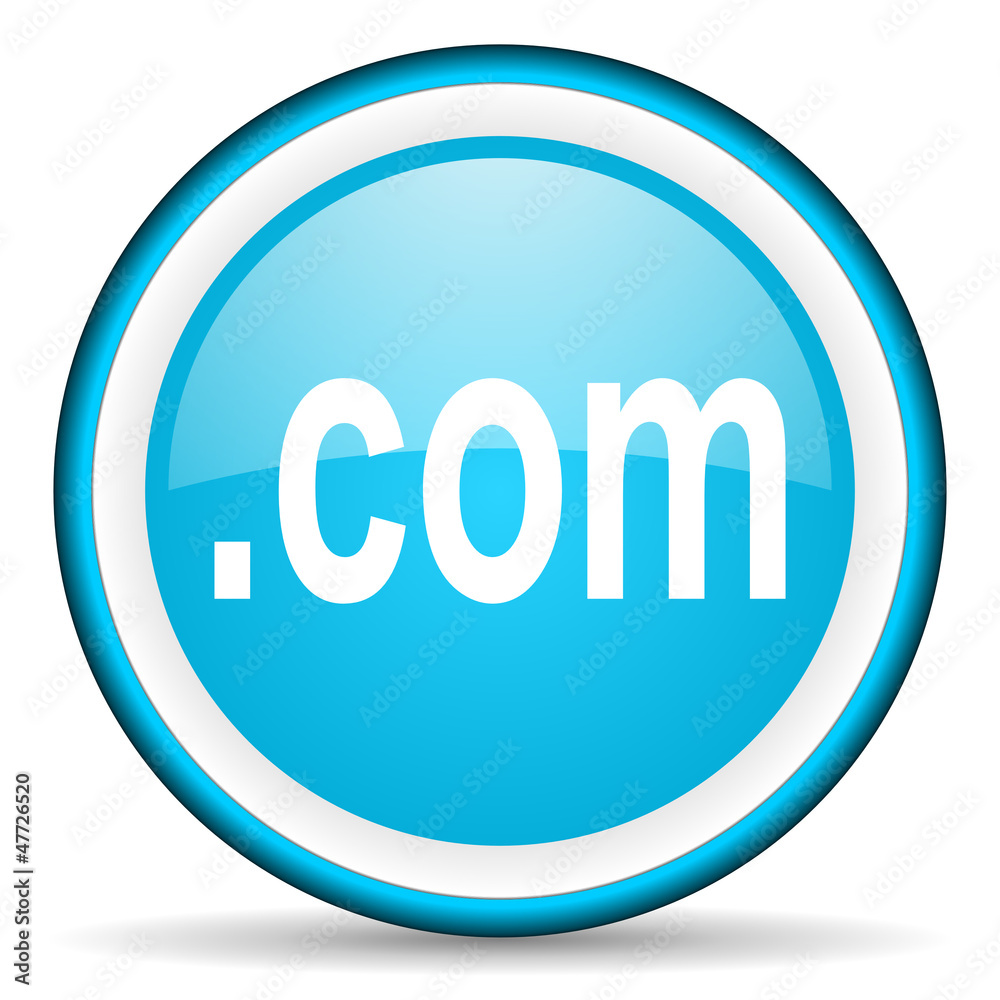 com blue glossy icon on white background com blue glossy icon on white background