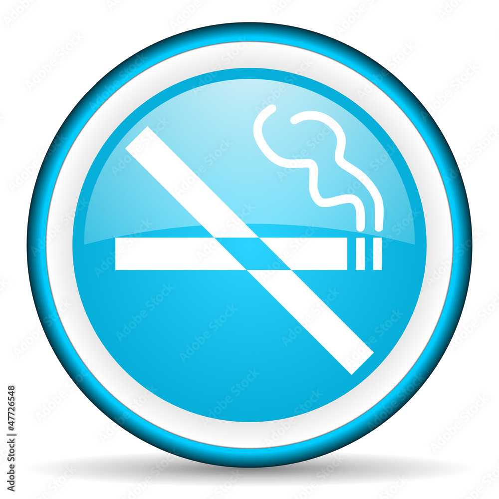 no smoking blue glossy icon on white background no smoking blue glossy icon on white background