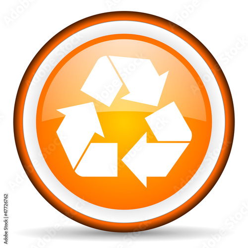 Free Download recycle orange glossy icon on white background - GFXLoad