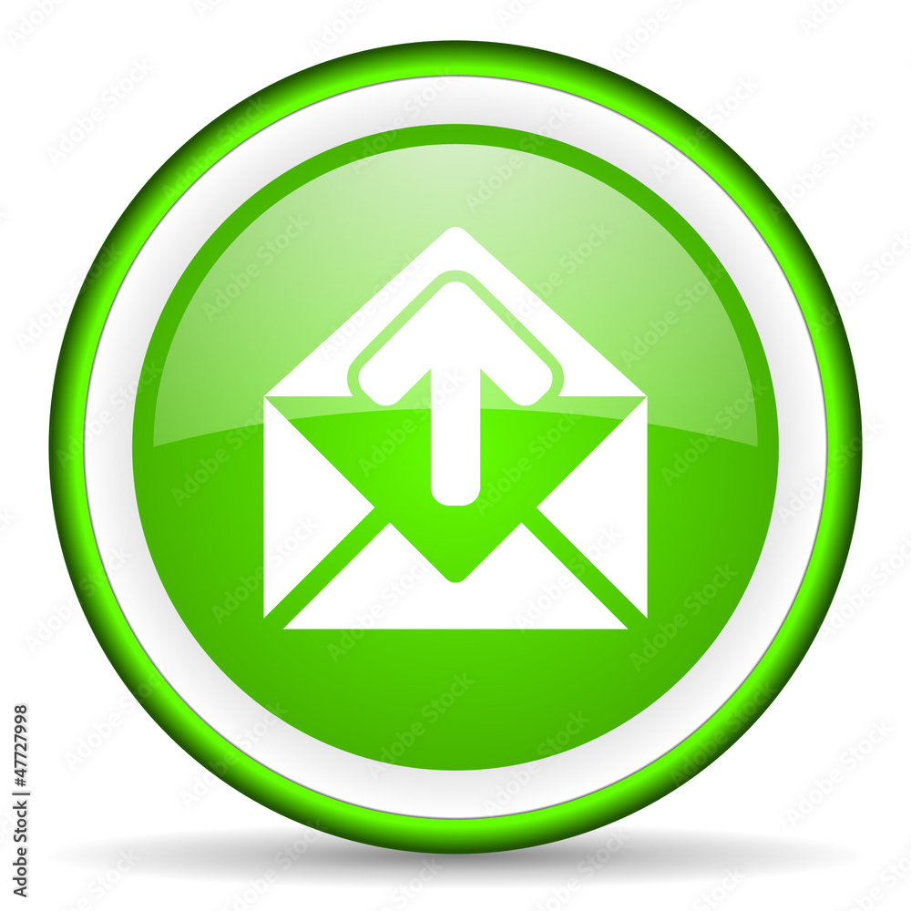mail green glossy icon on white background mail green glossy icon on white background