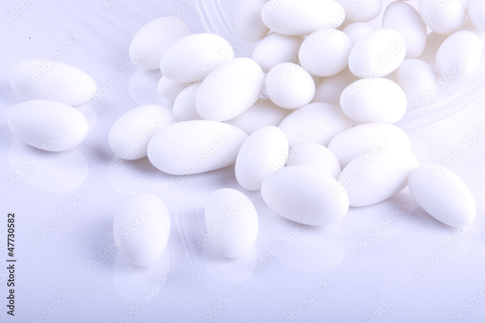 White sugar coated almond eggs
