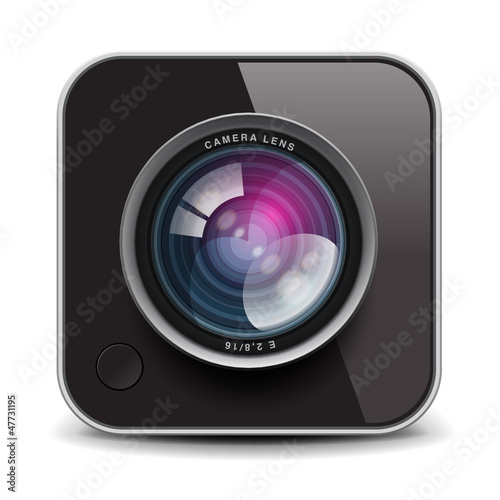 Color photo camera icon, vector Eps10 illustration.