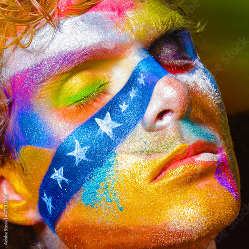 Fototapeta Naklejka Na Ścianę i Meble -  color face art men make-up