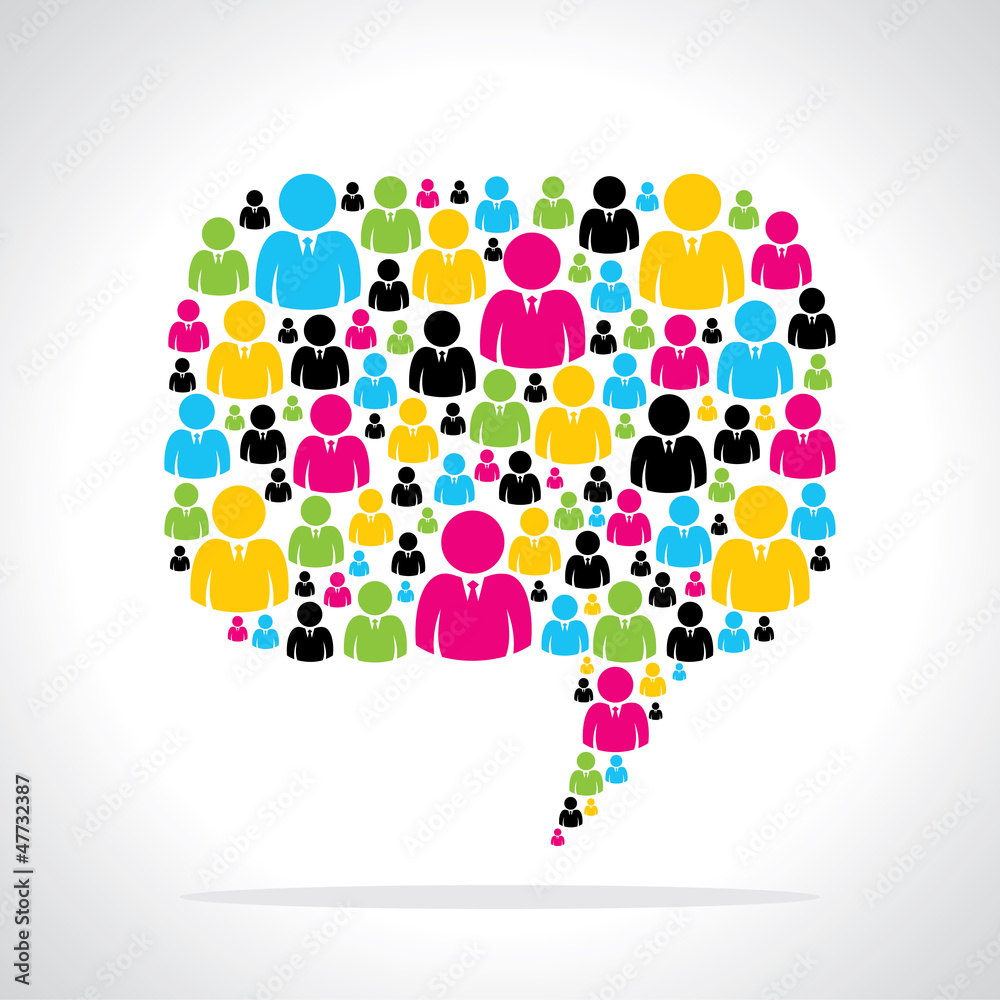 Group of people make message bubble stock vector