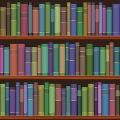 Wandcirkels Bibliotheek Naadloze bibliotheek vol oude boeken  © 100ker