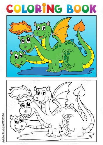 Coloring book dragon theme image 4