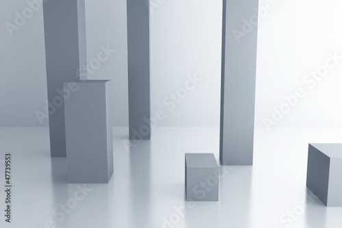 gray columns in the light a...
