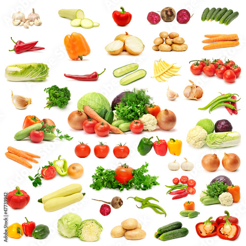 collection vegetables isolated on white background