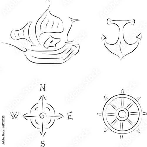set of nautical icons vector illustration