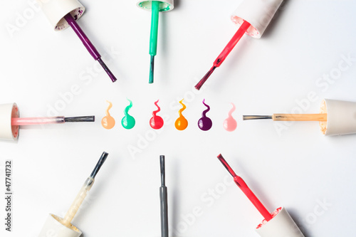 multi colored brush nail polish in a circle