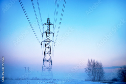 Canvastavla Electricity pylon in fog