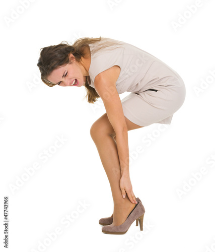 Woman having ankle pain