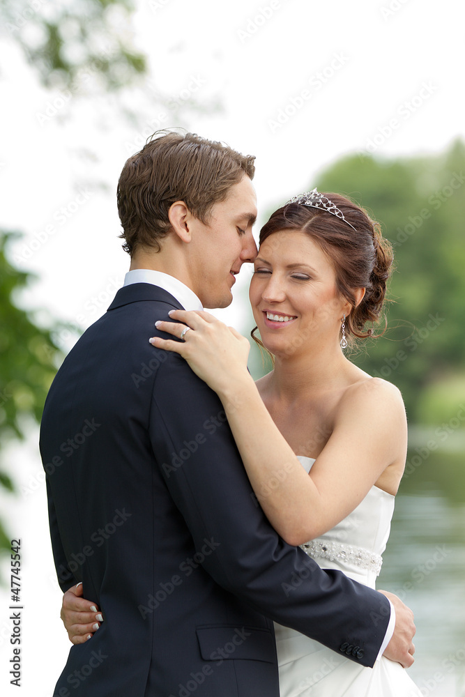 Young newlywed couple in romantic pose