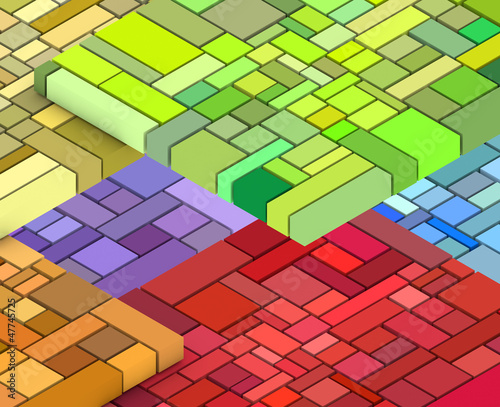 3d render of cubic shape in multiple rainbow color