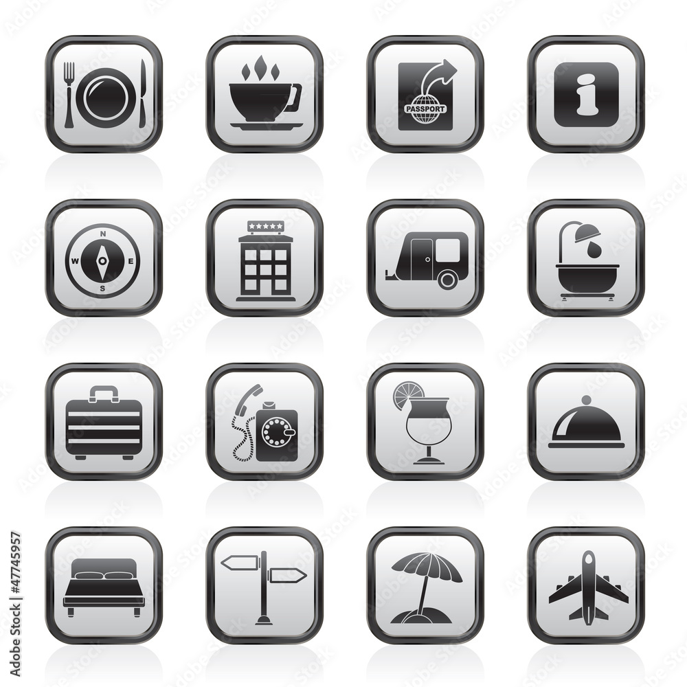 Traveling and vacation icons - vector icon set Traveling and vacation icons - vector icon set