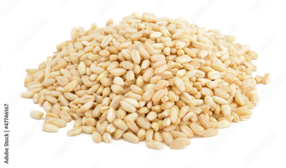 Heap of wheat on white background from above Heap of wheat on white background from above