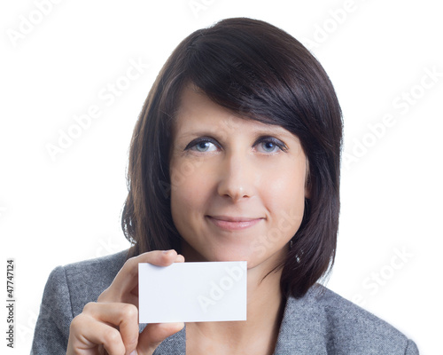 Business Woman Holding Business Card