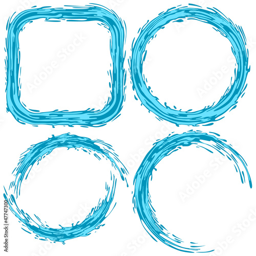 Set of grunge water frames