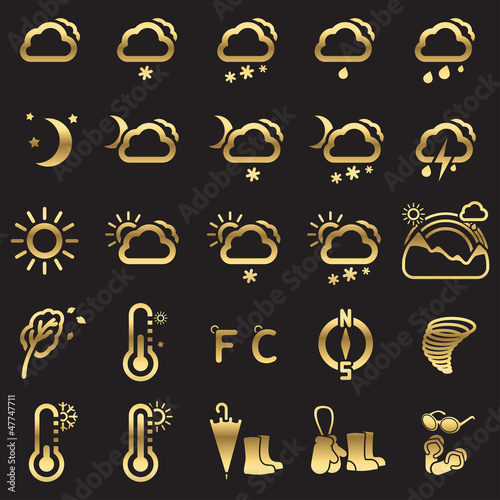 Set of weather icons - silhouette