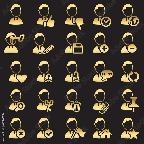 Set of avatar icons - golden line