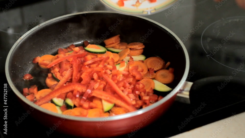 add paprika into frying pan add paprika into frying pan