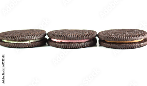 arranged chocolate cookie with cream