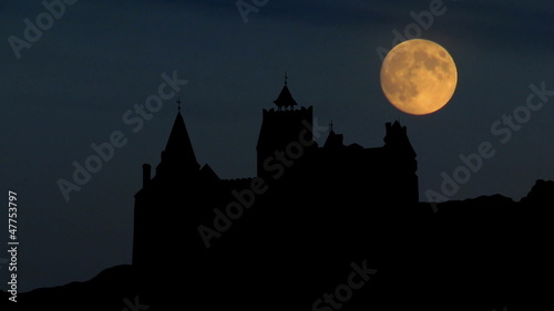 Romania Castle of Bran during moonrise