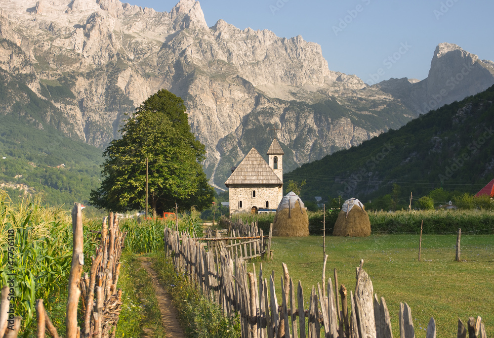 Theth Valley In Albanian Alps - obrazy, fototapety, plakaty 