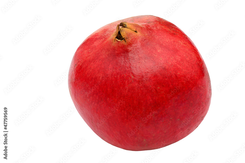 Single ripe pomegranate isolated on white background Single ripe pomegranate isolated on white background