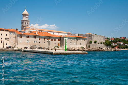 Croatia - Panoramic view of Krk old town port from the sea