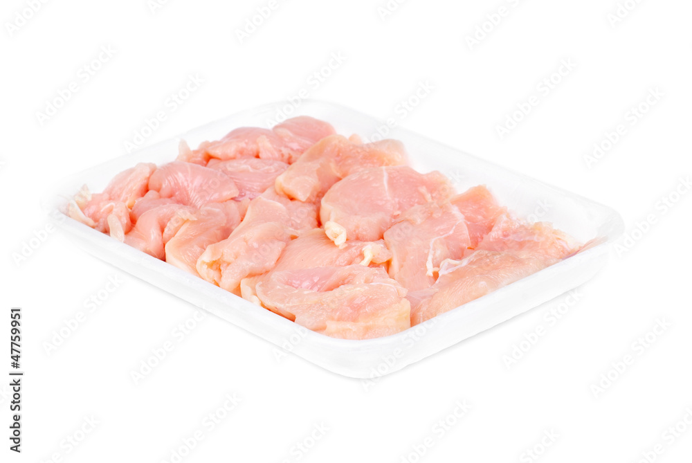 chicken meat sliced isolated on white background chicken meat sliced isolated on white background
