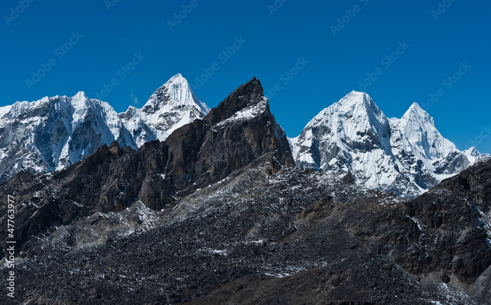 Mountain range viewed from Renjo pass in Himalayas