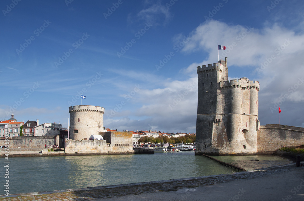 towers of the port of La Rochelle, France