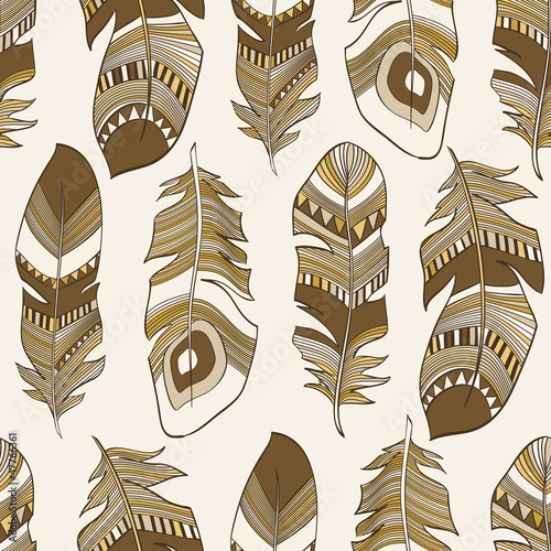 seamless ethnic Indian feathers plumage  pattern