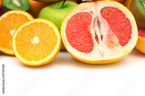 fruits and vegetables on white