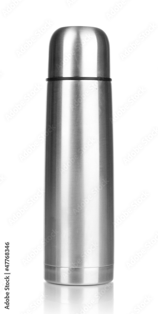 metal thermos isolated on white